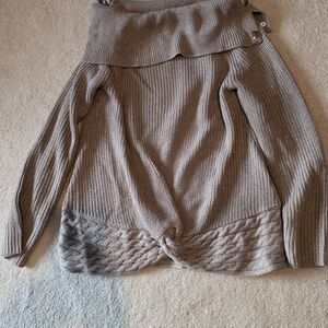 New York & Company Cowl Neck Sweater in Taupe